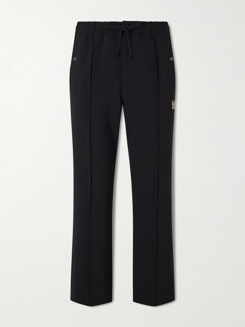 Piping Cowboy Straight-Leg Embroidered Woven Trousers - Men - Black