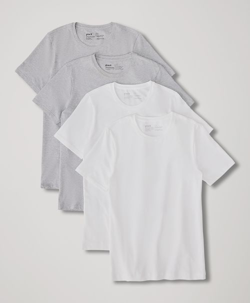 Men's White/Heather Grey Cool Stretch Crew Undershirt 4-Pack
