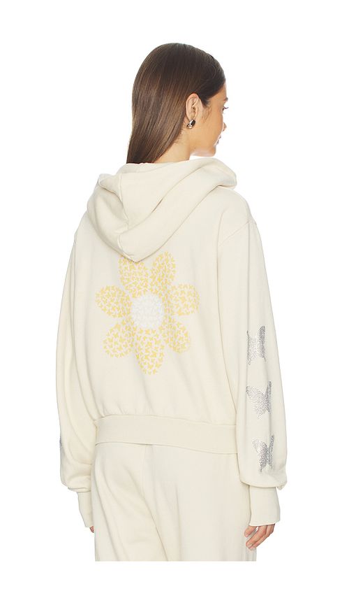 Lauren Moshi Butterfly Daisy Crop Zip Hoodie in Ivory. - XS also in S, M