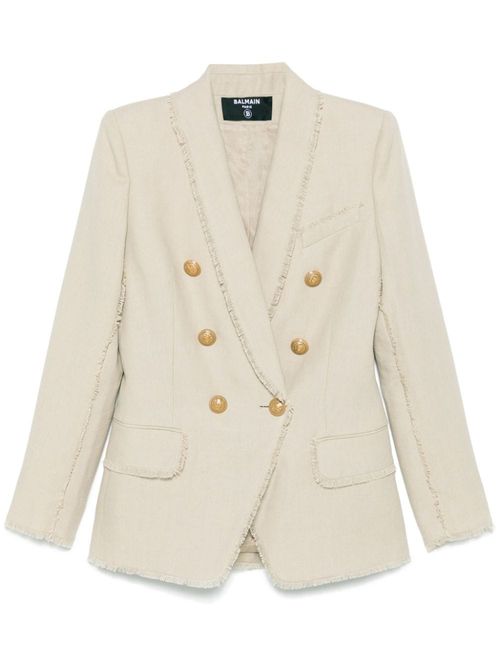 Frayed-edge blazer - Neutrals