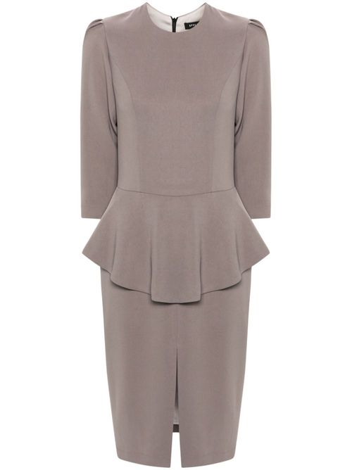 Peplum-waist midi dress - Grey