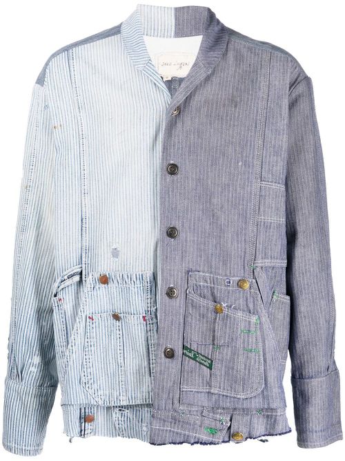 Striped patchwork cotton shirt - Blue