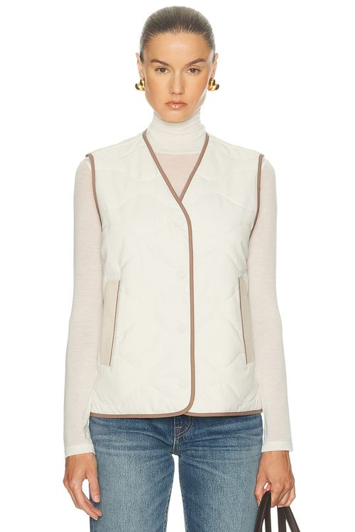 Varley Lori Reversible Vest in Birch & Ash Taupe - Cream,Taupe. XS also in L