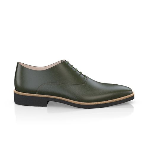 Custom Men's Plain-toe Oxford Dress Shoes Handmade in Italy - Olive Green Leather - GIROTTI