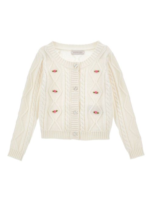 Cable-knit cardigan - White