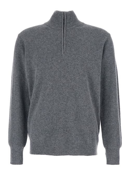 Ribbed Wool Sweater — Gray