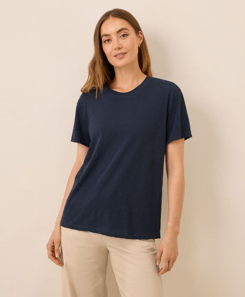 Women's Midnight Blue Featherweight Slub Relaxed Crewneck Tee