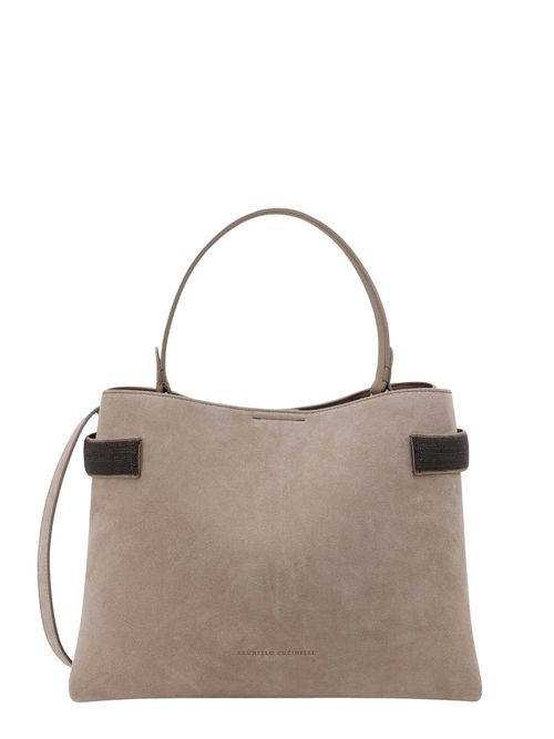 -Borsa a mano in suede con dettaglio Precious Band-Donna