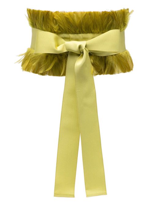 Feather-trim grosgrain belt - Green