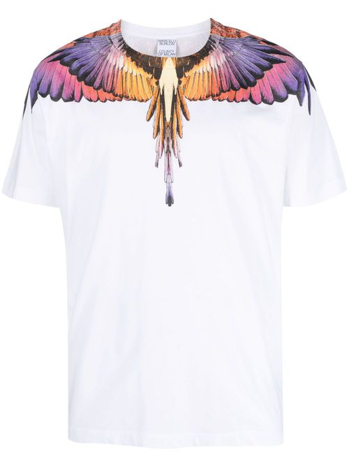 Wings-print short-sleeve T-shirt - White