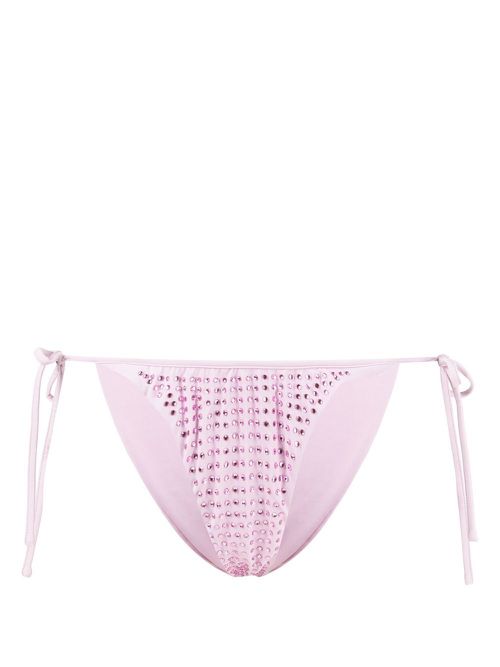Rhinestone-embellished bikini bottoms - Pink