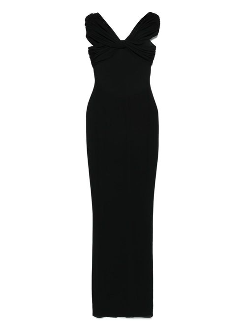 Mônot off-shoulder sheer maxi dress - Black