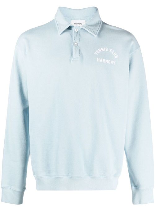 Logo-print cotton polo shirt - Blue