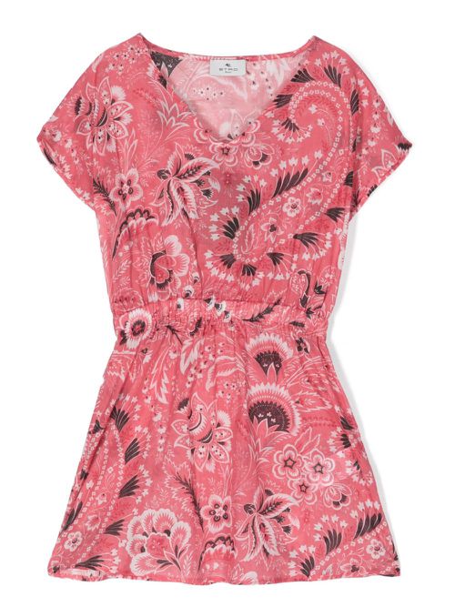 Paisley-print cotton beach dress - Pink