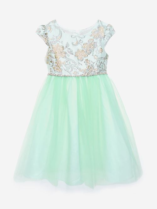 Girls Crystal Cascade Dress in Green 10 Years By Childsplay Clothing