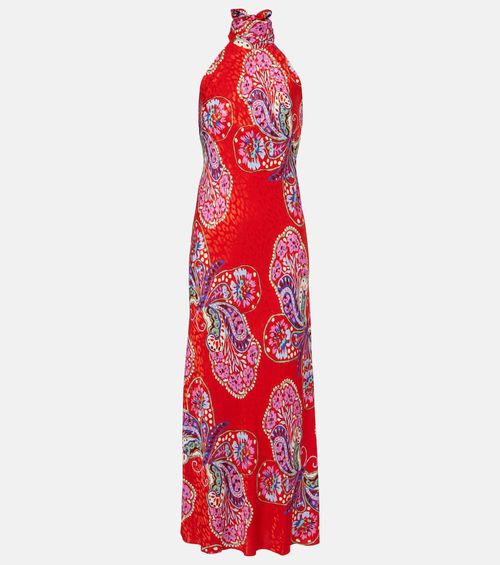 Maura printed halterneck midi dress