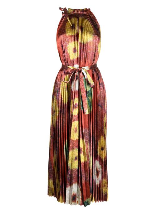 Amiko floral-print pleated dress - Red