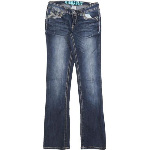 HYDRAULIC Womens Slim Blue Denim Jeans W28 L32 Stylish Stitching Detail Zip