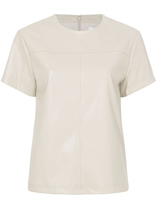 Tessa faux-leather T-shirt - Neutrals