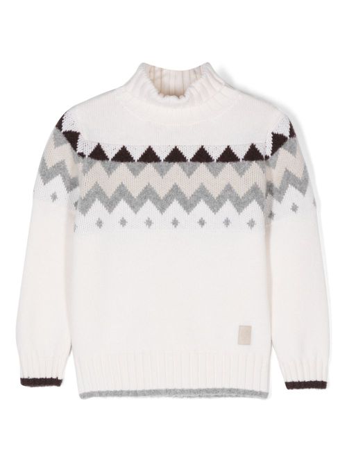 Intarsia-knit sweater - Neutrals