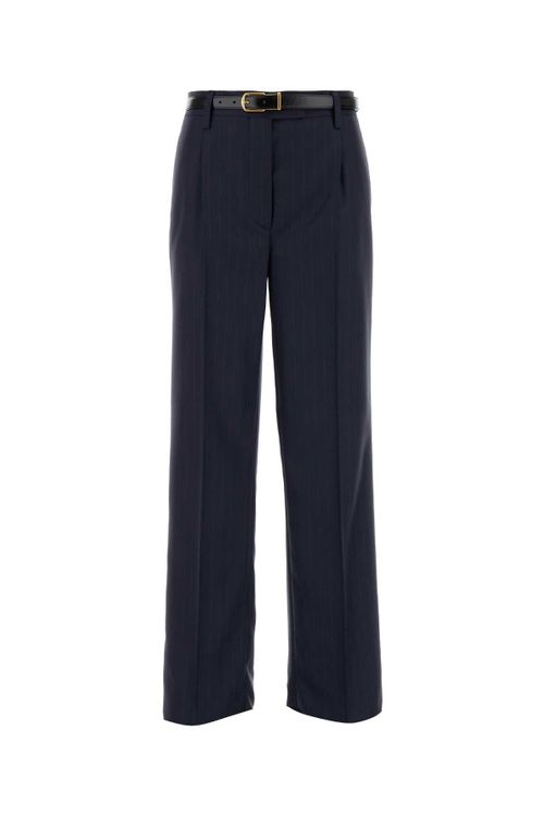 Embroidered Wool Trousers — Navy