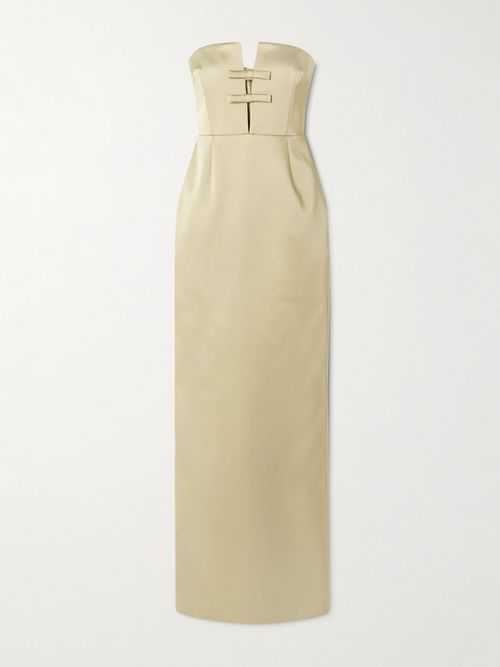 Noa Strapless Bow-embellished Satin Gown - Ivory