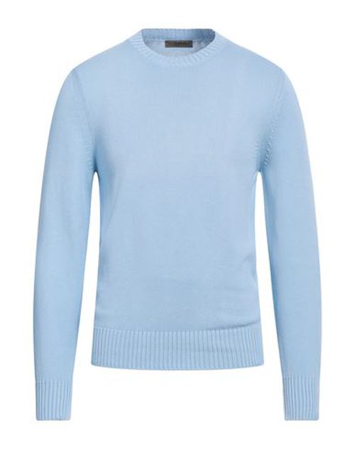 Man Sweater Light blue Size 40 Cotton