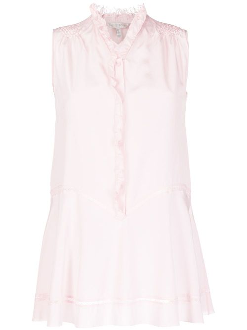 Silk ruffle-detail sleeveless blouse - Pink