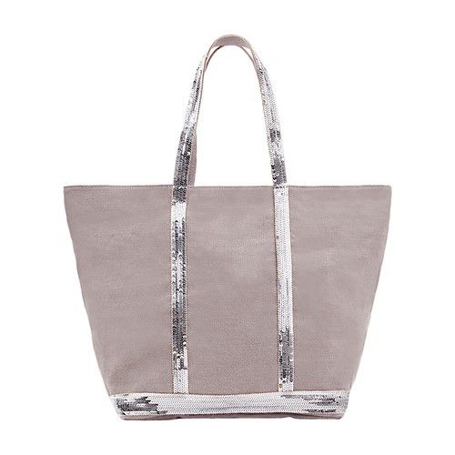 Linen and Sequins Shoulder Strap L Cabas Tote
