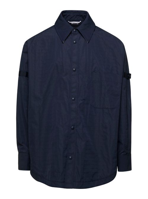 Oversized Polyamide Snap-Button Shirt — Navy