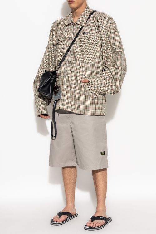 Bermuda Shorts With Logo, Men's, Grey