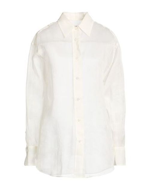 Woman Shirt Ivory Size 6 Linen, Silk