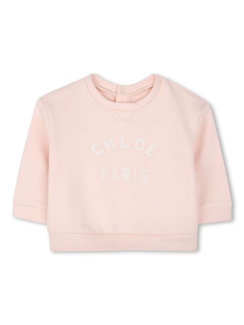Logo-patch cotton sweatshirt - Pink