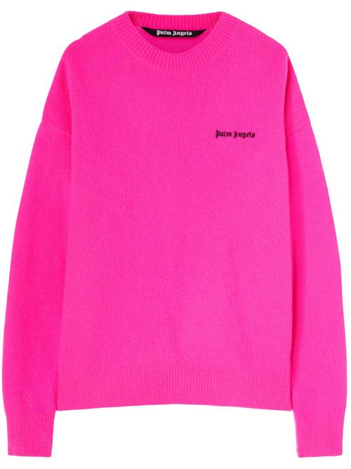 Logo-embroidered wool-blend jumper - Pink