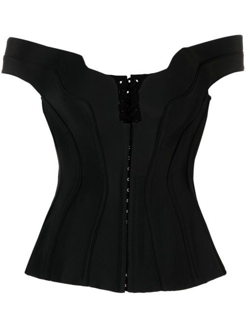 Impossible Neckline off-shoulder corset - Black