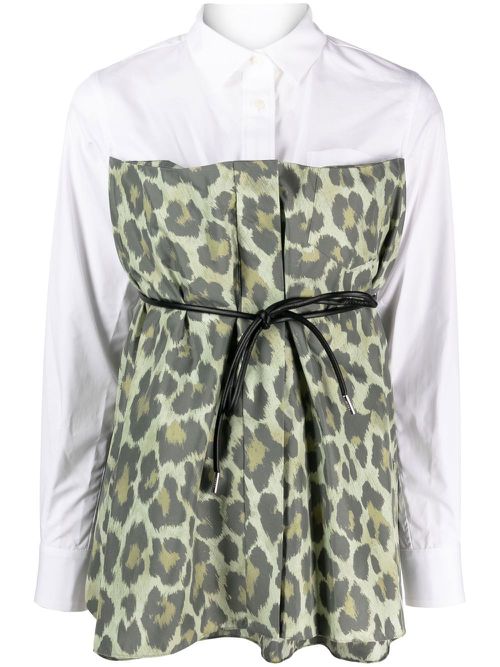 Leopard-print long-sleeve shirt - Green