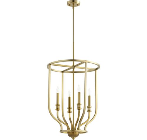 Quorum Richmond 4-Light Foyer Light in Aged Bra
