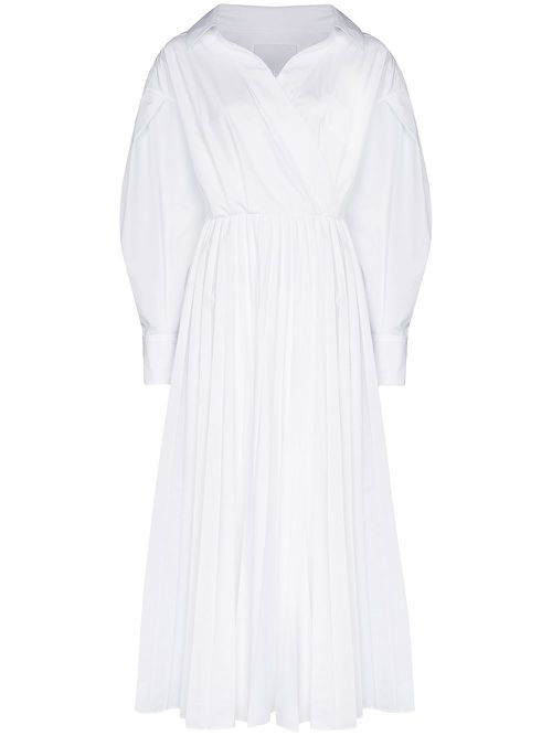 Valentino Garavani wrap pleated shirt dress - White