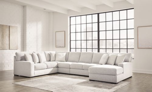 Larce 5-Piece Performance Fabric Sectional with Chaise, Stone