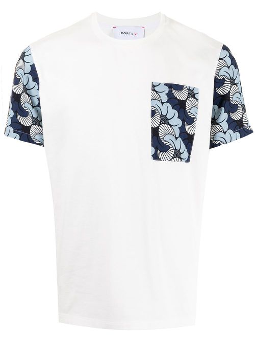 Floral-print panelled T-shirt - White