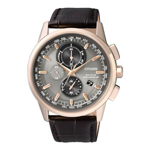 Perpetual World Time Chronograph Grey Dial Mens Watch AT8113-12H