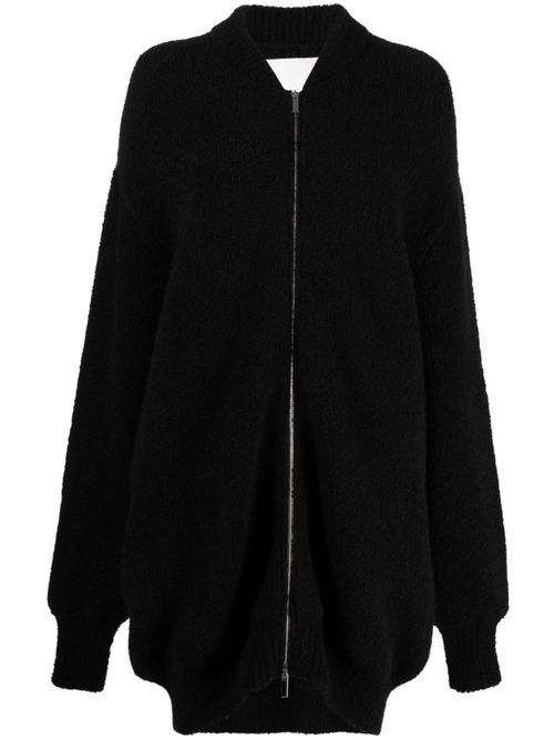 Knitted long-sleeved cardigan - Black