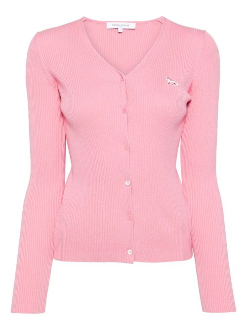 Maison Kitsuné baby fox patch fine ribbed cardigan - Pink
