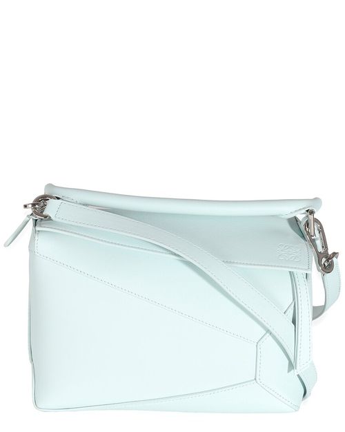 Blue Leather Small Puzzle Edge Bag (Authentic Pre-Loved)