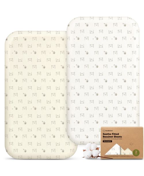 Bassinet Sheet for Boys, Girls, 2-Pack Soothe Bassinet Sheets for Baby Delight Dreamer Bedside Sleeper, Rectangle 32x21 - Bumble bear