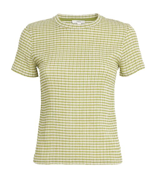 Vince Smocked Check T-Shirt