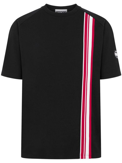 Stripe-trim cotton T-shirt - Black