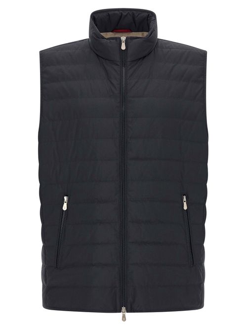 Quilted Goose Down Vest — Black