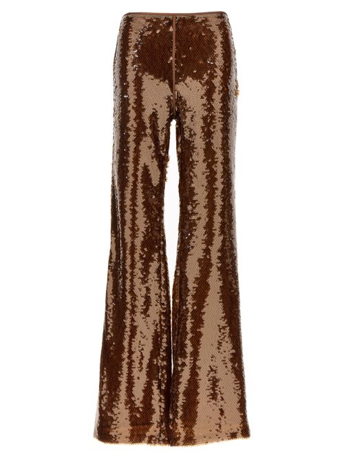 -Sequin Pantaloni Marrone-Donna