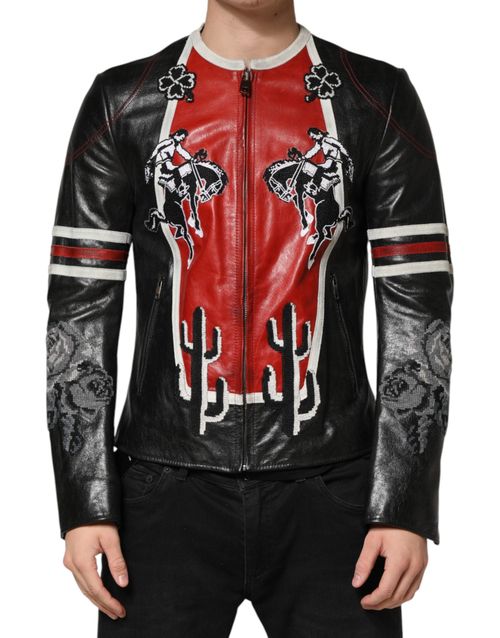 Guns N Roses Leather Biker Jacket — Multicolor